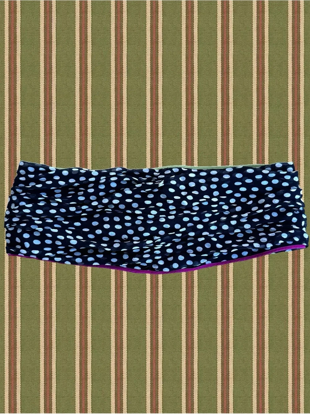 Silk Black & White Polka Dot Cummerbund Belt with Pink and Green Piping Detail